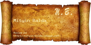 Mityin Balda névjegykártya